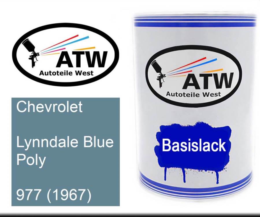 Chevrolet, Lynndale Blue Poly, 977 (1967): 500ml Lackdose, von ATW Autoteile West.